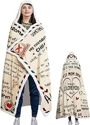 Mom Blanket from Son | Comfortable Mom Throw Blanket,Soft Envelope Design Hooded Flannel Comforter Machine Washable for Women Lazy Air Conditioner Home Decor Spa Day
