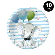 Cute Blue Elephant Theme 7 inch 17cm Plates 10PK - Kids Birthday Party Tableware