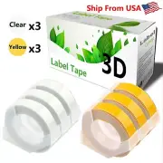 (3Clear,3Yellow) 3D Label Tape used for Dymo Embossing (1880) Label Makers