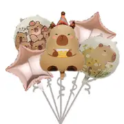 5pcs Capybara Shaped Foil Balloon Set