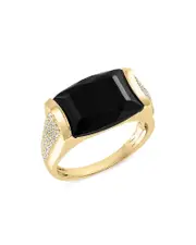 Bloomingdale's Fine Collection Men's Onyx & Diamond Ring in 14K Yellow Gold