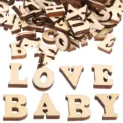 100 Pcs Wooden Embellishments Brain Teaser DIY Craft Kit Letter Wood Buttons