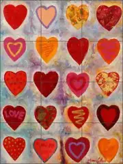 Abstract Tile Backsplash Warren Cullar Heart Art Ceramic Mural WC149