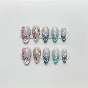 Hand Pressed Nails Medium Cool Reusable Decorative Fake Nails Full Coverage Artificial Manicure Wearable