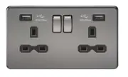 Knightsbridge 13A 2G switched socket with dual USB charger A + A Anthracite