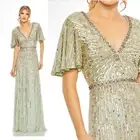 Mac Duggal Seamist Sz 14 Butterfly Beaded Evening Gown Dress NWT $598