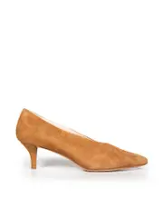 Brown Suede High Collar Pumps