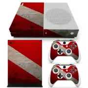 Xbox One S Console & 2 Controllers Red Vinyl Skin Wrap Decal