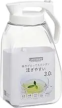 Iwasaki Kogyo K-1289 WH One Push Pitcher, Cold Water Bottle, Heat Resistant, Vertical and Horizontal Placement, 1.1 gal (3.0 L), White, Width 6.7 x Depth 4.0 x Height 11.7 inches (17 x 10.2 x 29.8