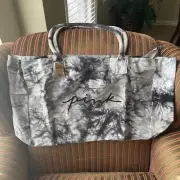 Victoria's Secret PINK Canvas Tote Weekender Bag Black White Purple Tie Dye NWT