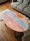 Oval Coffee Table, Epoxy Resin table, Side Table Rustic Mid Century Center Table