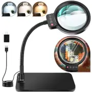 30X 10X Magnifying Glass with Light and Stand 72 LED 3 Color Modes Stepless D...