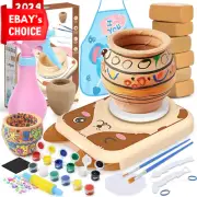 Mini Pottery Wheel Kit for Kids & Adults with 6 Modeling Clays, Arts & Crafts Se