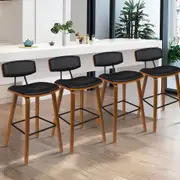 4x ALFORDSON Bar Stools Leather Chair Black