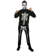 Mens SKELETON Costume Halloween Scary Adult Outfit Jumpsuit White Bones