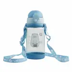 MINISO LD1899 塑料飲水瓶 ICE BEARS 藍色吸管 520ML 可愛飲水瓶兒童飲水瓶帶把手學校飲水瓶