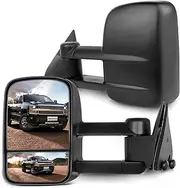 SCITOO Tow Mirrors Compatible with 1988-1998 for Chevy for GMC C/K 1500 2500 3500 1992-2000 for Chevy Tahoe for GMC Yukon Pickup Manual Adjusted No Heated No Turn Signal Black Housing Towing Mirrors