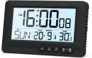 LCD Digital Alarm Clock with Calendar, Temperature, Dual Alarms & Snooze