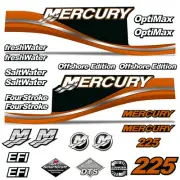 Mercury 225 Four 4 Stroke Decal Kit Outboard Engine Graphic Motor Merc ORANGE