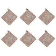 6x Belle Myrtle Kitchen Chambray Pot/Pan Holder/Trivet Mat 20x20cm Square Clay