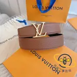 瑪麗二手 路易威登 23款 LV HERITAGE 35MM 荔枝紋 雙面腰帶 男士皮帶 情侶款 M0678 M0679