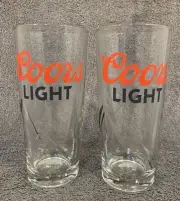 Coors Light 16 Oz Heavy Beer Glasses with Etched Coors Light Set of 2 New