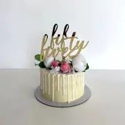 Acrylic Gold Mirror 'fifty five' Scripted Cake Topper