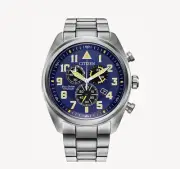 Citizen Garrison Super Titanium Chronograph Eco-Drive Blue Dial Mens AT2480-57L