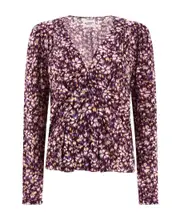 floral-print V-neck blouse FR38 Red