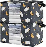 sanluoli 90L 2 Pack Shoe Organizer Under Bed with Reinforced Handles, clear window Storage Cabinet For Closet