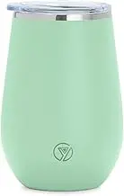 Y DRINK Stylish Stemless Cocktail Wine Glass Tumbler 12oz - Double Wall Insulated Cup - Splash Proof Lid - Food Safe - Non-Corrosive Stainless Steel with Anti-Slip Powder Coating (Mint Splice)
