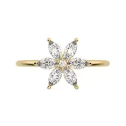 0.61 Ctw Marquise Cut Simulated Diamond Dainty Minimalist Eye Everyday Gold Ring