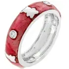 Pink Ice Teddy Bear Enamel Eternity Band Ring SZ 6, 8, 9