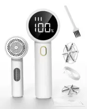 Fabric Shaver, Rechargeable Electric Lint Remover with 6 Leaf Blades, 3 Speed...