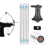 18lbs Bow and Arrow Set with 6 Arrows & 5 Target Paper for Kids Hunting Practice