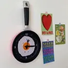 JY (Pink)Wall Clock ABS Fried Egg Frying Pan Shape Silent Battery Operated Wall