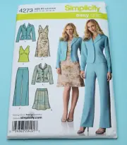 Simplicity Pattern 4273 Misses Jacket Pants Skirt Top Sizes 8-16 FF UC