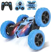 Remote Control Car for Kids Ages 6+, RC Cars Stunt Car Toy 4WD 2.4Ghz Double Sided 360° Rotating, RC Cars with Headlights, Drift RC Race Car Birthday Christmas for Boys 6 7 8 9 10 11 12 (Blue)