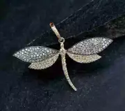 Pave Diamond Dragonfly Pendant, Fly Pendant, Pave Diamond Jewelry Silver Pendant