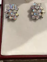Vintage NIB Aurora Borealis Pierced Earrings