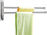 Swivel Towel Rail Stainless Steel Wall Mounted Towel Rack Holder with 2 Swivel B