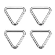 4Pcs Triangle Key Ring Spring 1.26" Metal Spring Rings Buckle Clips Silver
