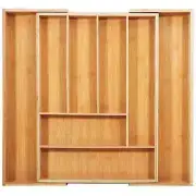 Bamboo Drawer Cutlery Tray Organiser with 8 Pull-Out Compartments