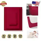 1000-Thread Count Red 100% Cotton Bed Sheets - 4 Pc California King Set