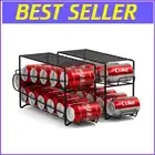 Effortless Access Black Can Rack - 2-Pack Soda Dispenser for Kitchen & Pantry