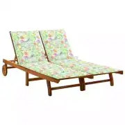 2-Person Garden Sun Lounger with Cushions Solid Acacia Wood Patio Lounge Bed