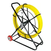 Alston 4.5mm 120M Fish Tape Puller Fiberglass Rodder Guiding Cable Duct Rodder Snake Copper Wire with Steel Reel Cage and Wheels Telstra NBN Tool Non-Conduct