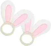 MUSISALY 2pcs Napkin Ring Decoration Boy Rabbit Wicker Bunny Inflatable Bunting Headband Fan Vs Bugs Animal Trinket Funny Burlap Cute Unicorn Egg Napkin Rings Play Hat Topper Plush Pink
