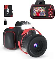 SVZIX Children's Camera, Entry-Level 4K Digital Camera for Children, rotatable Zoom Lens, 8 to 15 Year Old Camera Toy for Boys and Girls, with 64G SD Card, The Best Christmas and Birthday Gift.