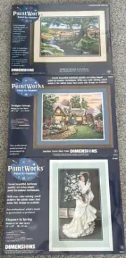 3 PAINT BY NUMBERS PaintWorks VINTAGE RETIRED ART KITS 91020 91077 91083 LOT NEW